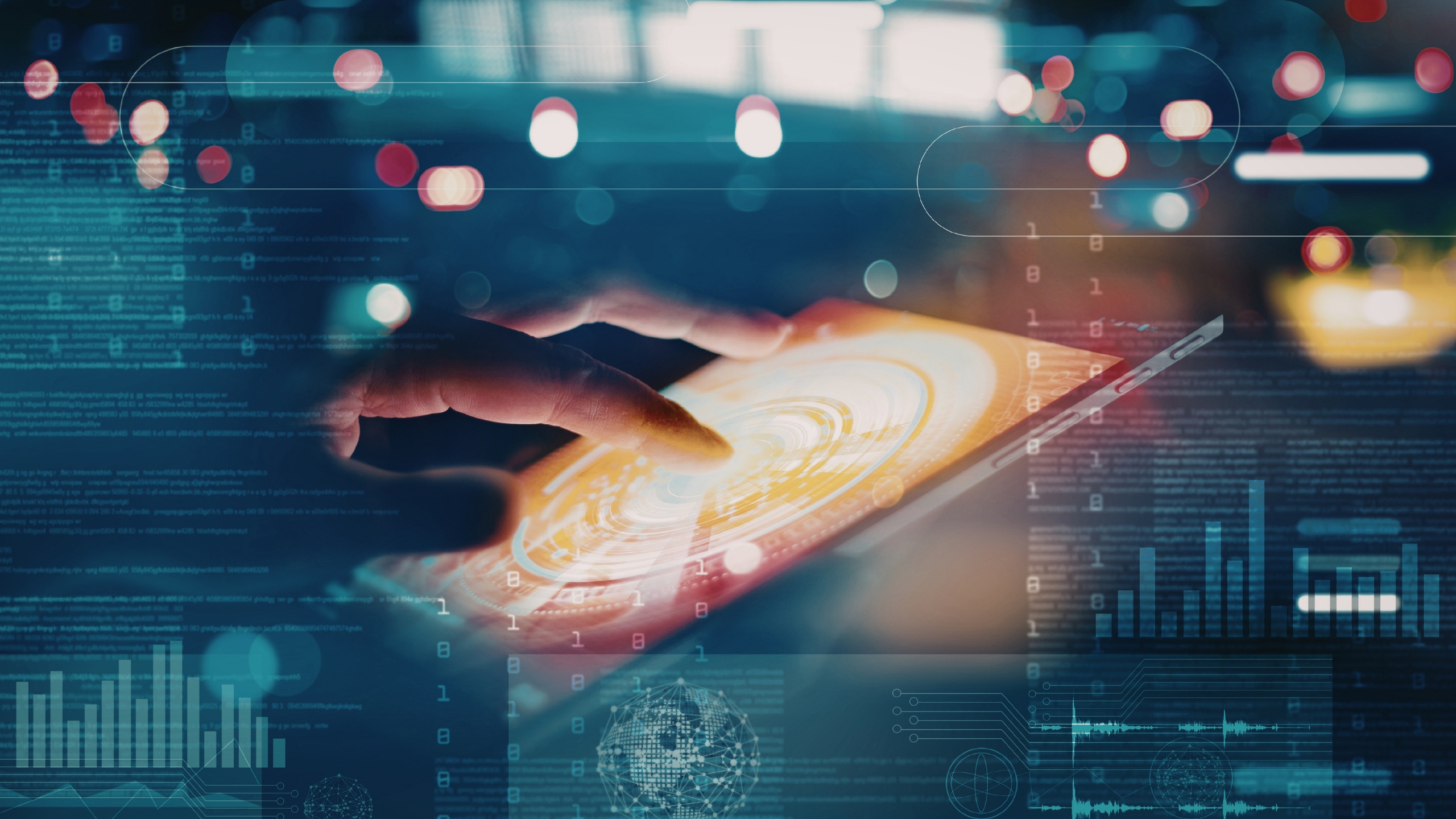 Aerial top-down view of container ship on teal ocean